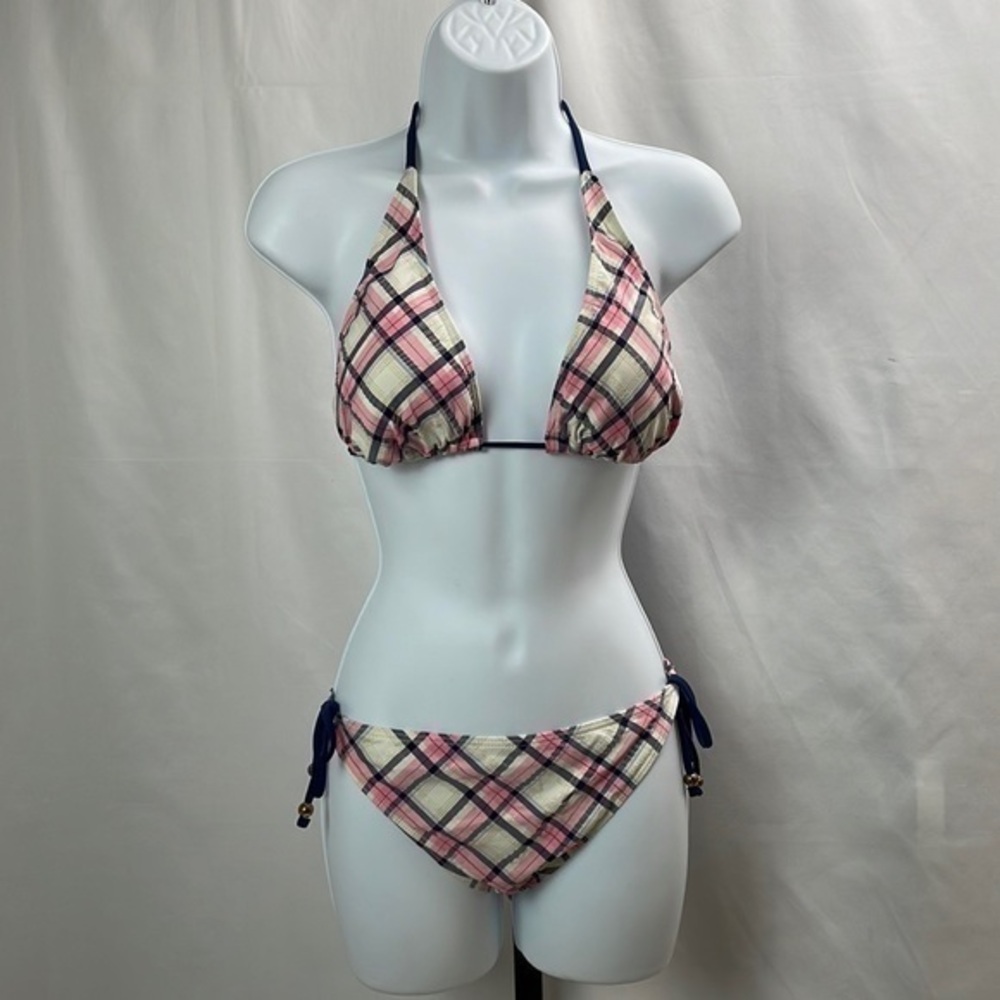 Ninety Nine Degrees Blue and Pink Pad Bikini,Size Large